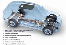 Hybrid-Komponenten des BMW X5 Vision Hybridfahrzeugs 2008