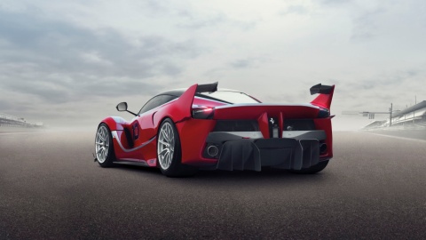 Heckansicht des Hybridrenners Ferrari FXX K